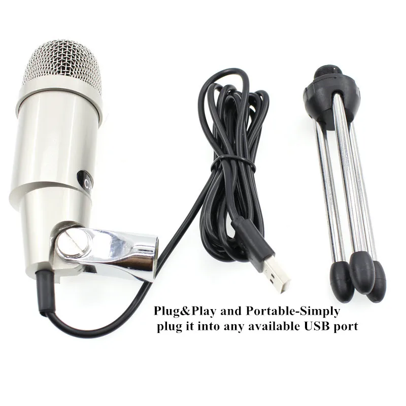 Micrófono USB micrófonos de condensador grabación para ordenador PC Windows enchufe profesional, micrófono de estudio de reproducción