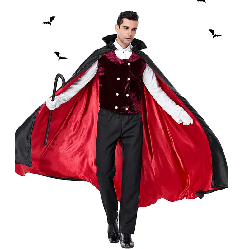 Halloween Vampire Dracula Trajes para homens, Dracula Assustador Cosplay, Purim Carnival Parade, Discoteca Bar Masquerade, Masked Ball Party Dress, Novo