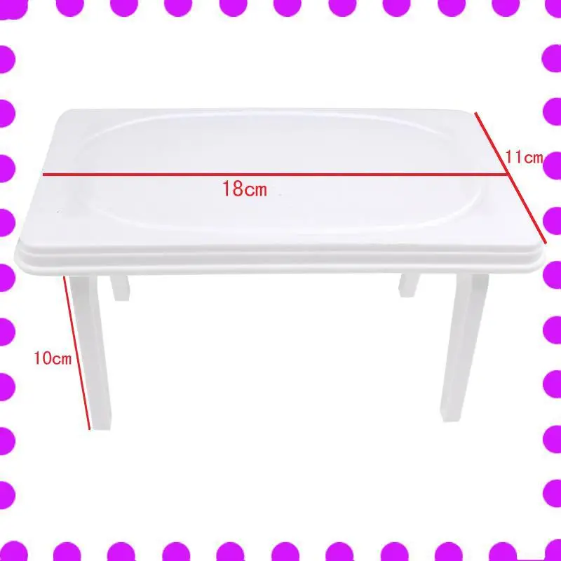 طاولة بلاستيكية بيضاء لمنزل الدمى ، بدلة الطفل ، إكسسوارات أثاث للفتيات ، الموضة #5