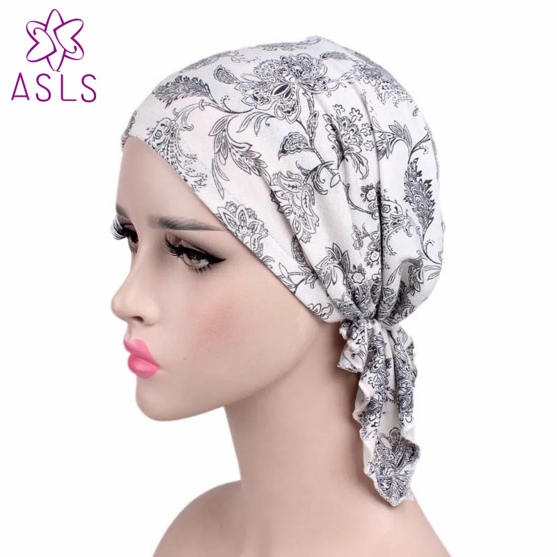 New Fashion high quality Women Stretchy Turban Cotton Beanie Pre Tied Scarf Head Scarf Chemo Hat Cancer Scarves Lady Turbante