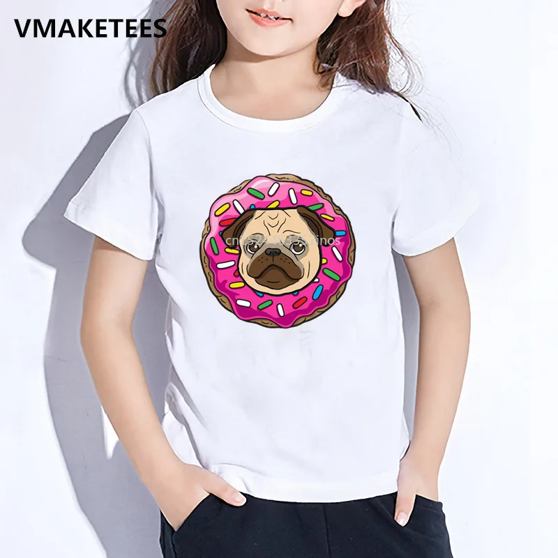 Kids Summer Girls & Boys Tshirt Children Unicorn/Sloth/Pug In Pink Donut Cartoon Print T-shirt Cute Funny Baby Clothes,HKP5562