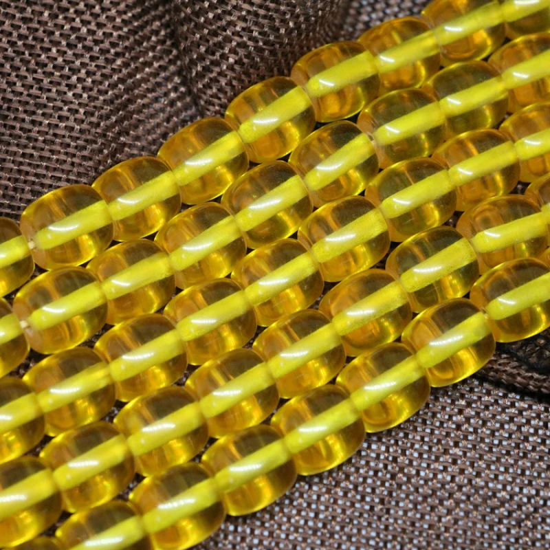 Yellow resin rice barrle shape 9*9mm 10*10mm 12*12mm new fashion women spacers loose beads jewelry making 15inch B54