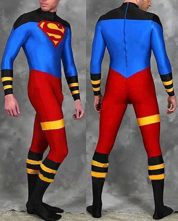 Superboy Costume Spandex Zentai Super boy Costumes custom adults/kids zentai catsuit Halloween party Skin suit