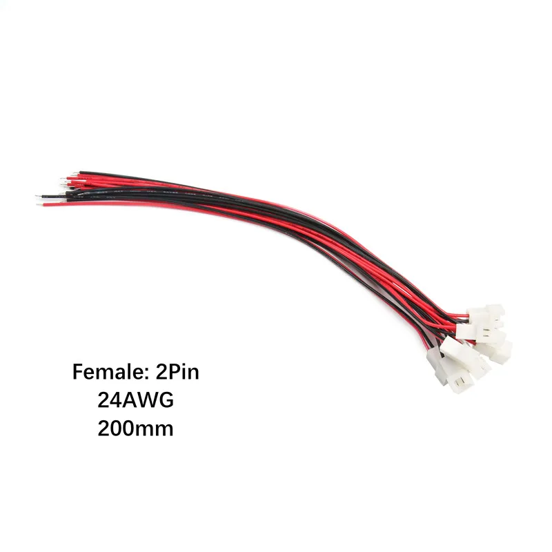 10PCS/set Pitch 2.54mm Wire Cable Connector XH2.54 2/3/4/5/6 Pin XH Plug Male & Female Battery Charging Cable Length 200MM 24AWG