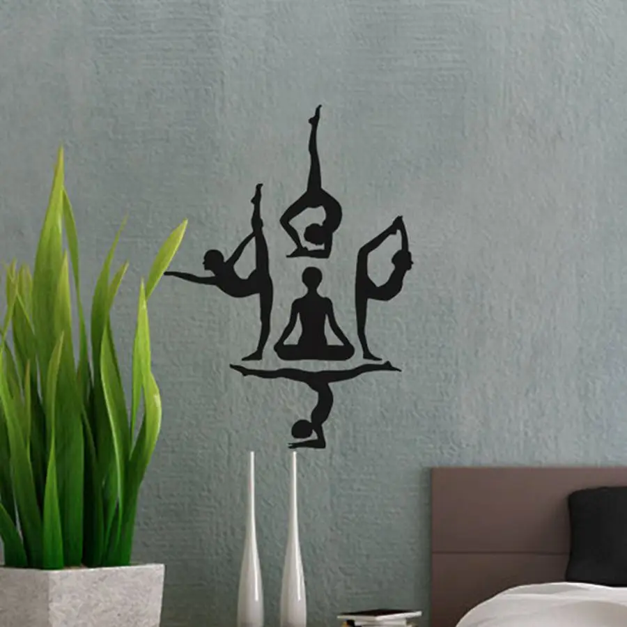Naklejki ścienne do jogi , Yoga Poses OM AUM WALL VINYL STICKER DECALS ART MURAL ,Yoga dekoracja ścienna artystyczna dekoracja ,s1000 — zdjęcie 5