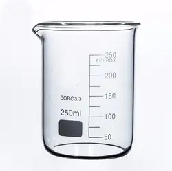 Bécher de forme basse pour la chimie, verrerie en verre borosilicaté Transparent, épais avec bec, de 250ml