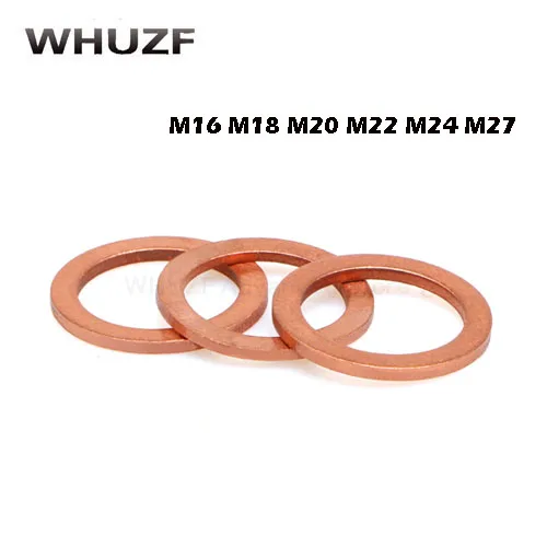 10PCS M20 M22 M24---M48 Solid Copper Washer Flat Ring Gasket Sump Plug Oil Seal Fittings Washers Fastener Hardware Accessories