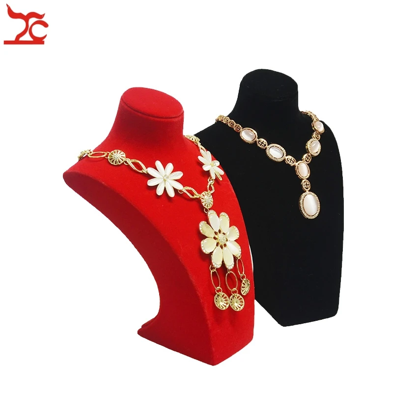 High Quality Resin Mannequin Jewelry Pearl Chain Pendant Display Bust Velvet Gold Necklace Organizer Exhibitor Hold Stand Chest