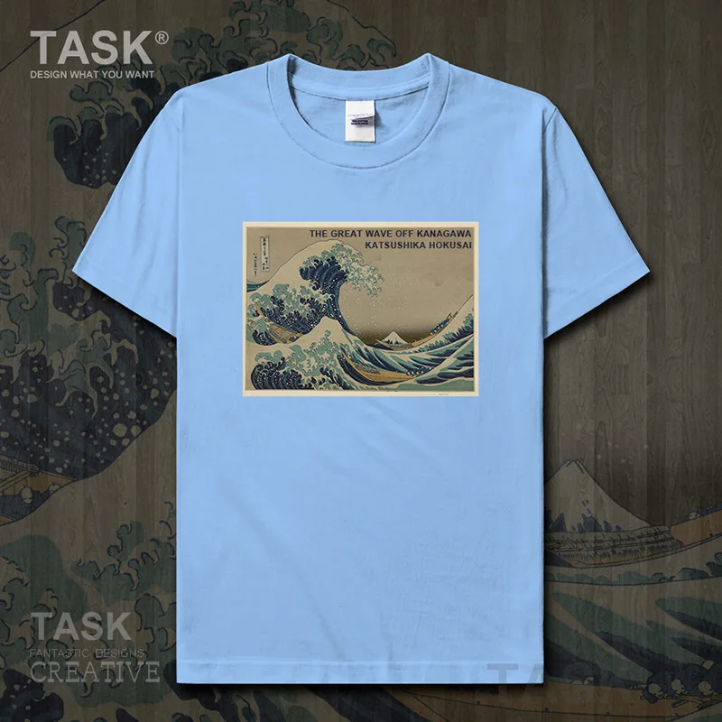 World famous painting series t-shirt Katsushika Hokusai art painting Kanagawa surf Retro Short sleeve clothes cotton summer tops