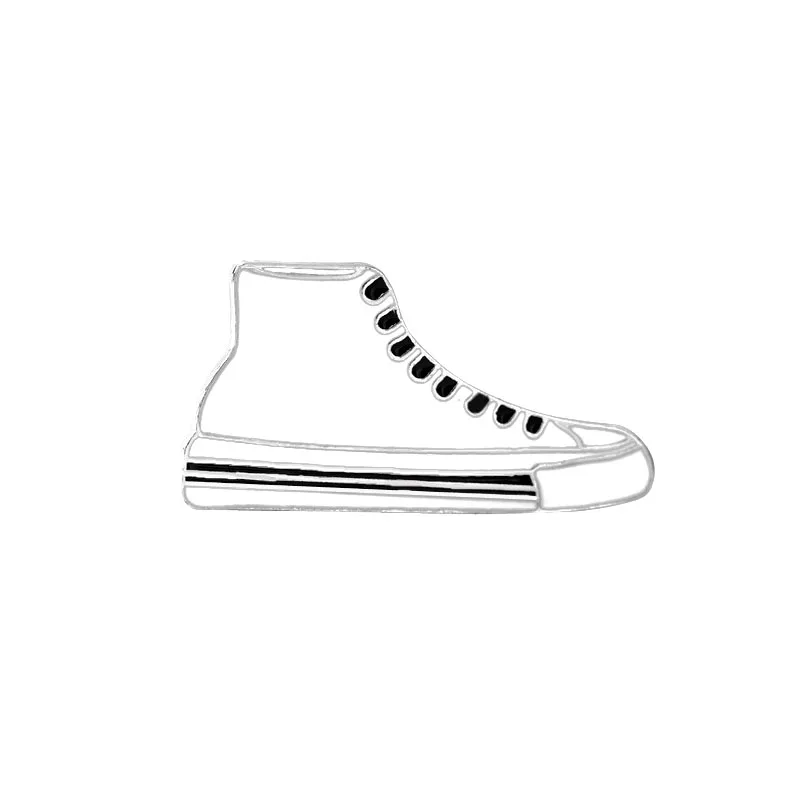 White Sneakers Brooch Runners Badge Trainers Lapel Pin Shoes Enamel Pin High Top Shoe Brooches Unisex Awesome Gifts Jewelry