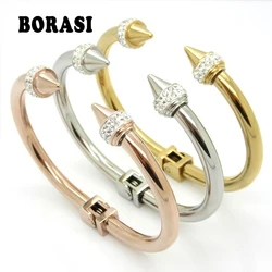 Fashion Brand Jewelry Cuff Bracelets For Women Stainless Steel Crystal Bracelets & Bangles Top Quality Women's Bracelets