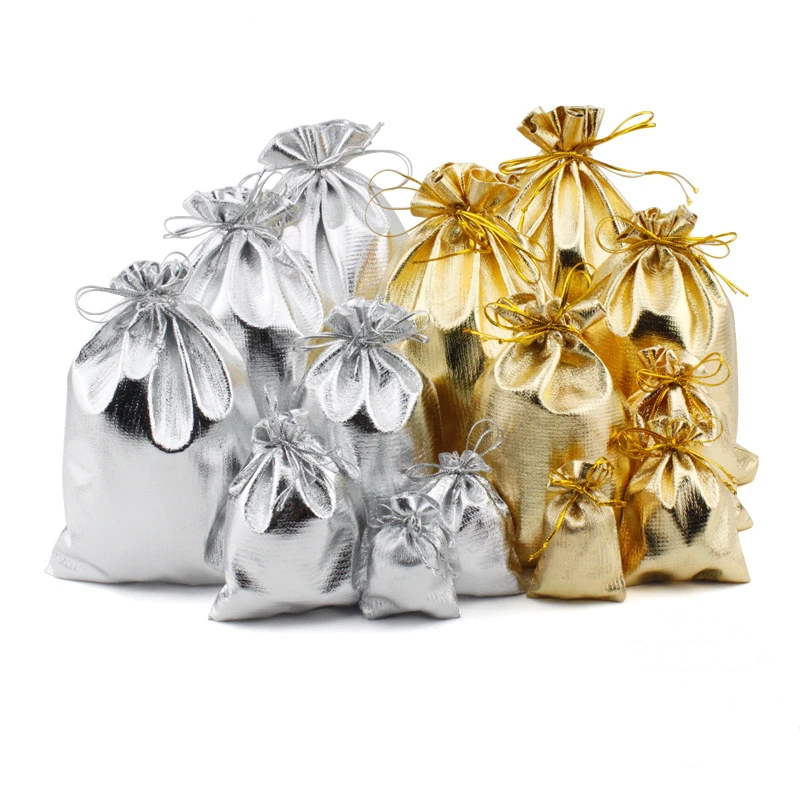 500pcs 10x15cm Organza Jewelry Gift Wedding Bag Pouch for Christmas Decor Gold Silver Gift Bag Wholesale 250Gold with 250Silver