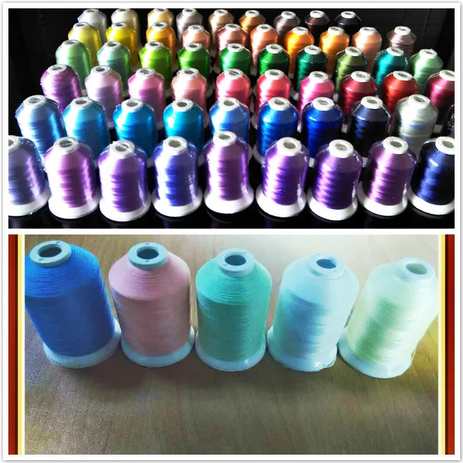 Viscose Rayon Machine Embroidery Thread Filament ,500m *58 Assorted Colors + 5 Glow in The Dark  Embroidery Thread Nylon