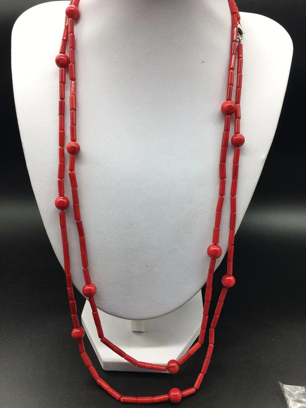 

LJHMY Long Red Coral Wrap Necklace 45" Strand For Summer Women Necklaces