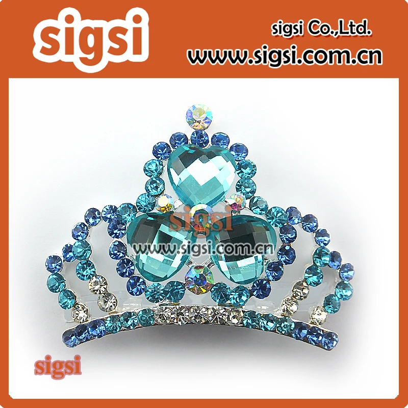 100pcs wholesale fashion sparkly clear blue crystal rhinestone crown brooch pin for gift/party