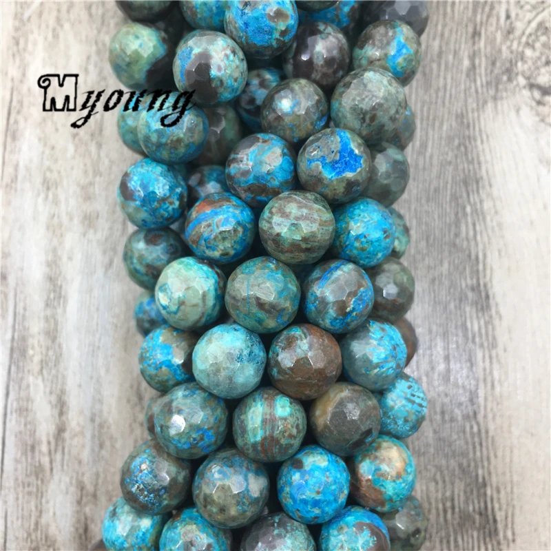 Faceted Round Sea Blue Ocean jaspers Beads,Sediment Jaspers Beads,Agates Beads For DIY Jewelry Making  MY1693