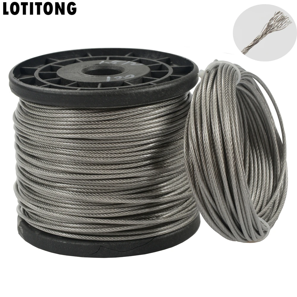 

10M 70LB-368LB fishing steel wire line 7x7 strands Trace Coating Wire Leader Coating Jigging Wire Lead Fish Jigging Line 0.8-2mm