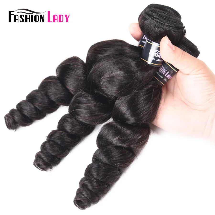 Mèches Loose Wave péruviennes Non Remy noir de jais-Fashion | 100% cheveux naturels, pré-colorés, avec Closure, lots de 3 pièces