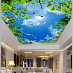 wellyu Custom Large Wallpapers 3d обои Atmosphere Blue Sky White Cloud Seagull Living Room Bedroom Zenith Murals 3d wallpaper