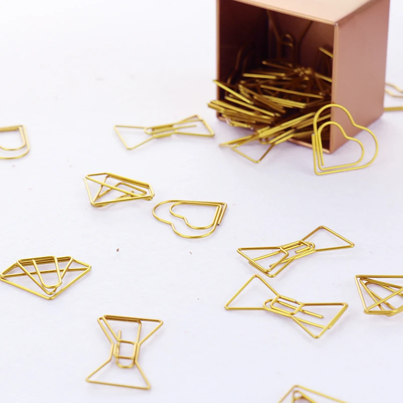 TUTU 30PCS/LOT high quality Paperclip Book Mark Bow Clip Accessories Bookmark Bookend Clip Metal Paper Clip Gold Paperclip H0030