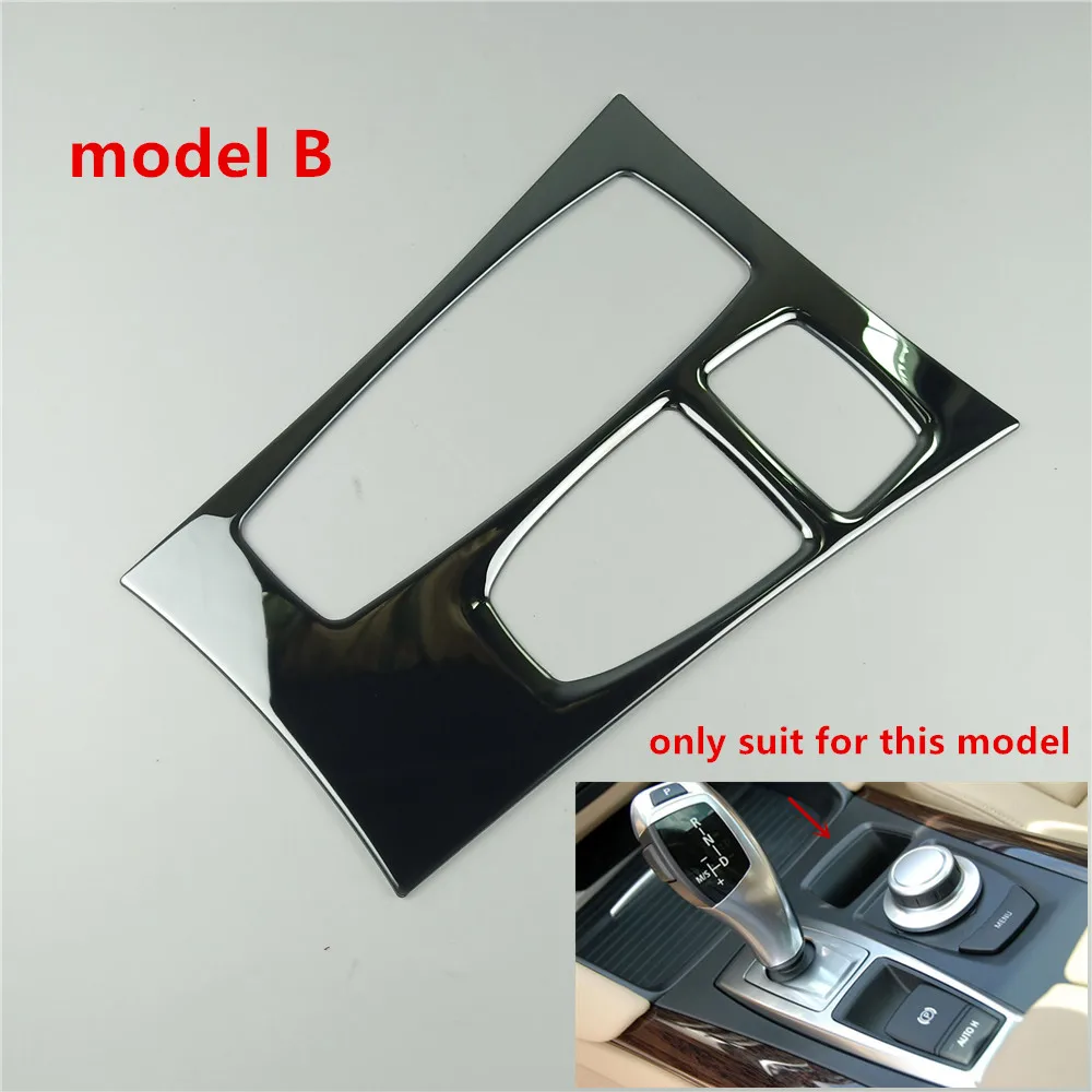 Black Center Console Gear Shift Panel Decoration Cover Trim For BMW X5 E70 X6 E71 2008-2014 LHD Stainless Steel Car Styling