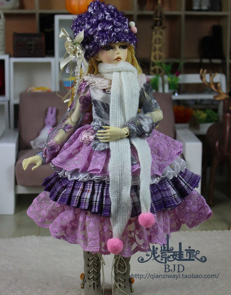 1/4 1/3 scale BJD dress+hat+scarf set for BJD/SD clothing doll accessories,Not included doll,shoes,wig,and accessories 18D1593