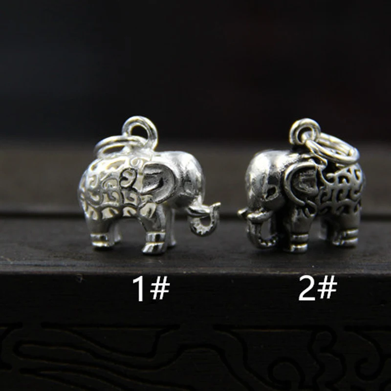 

925 Sterling Silver Trendy Charms Elephant Animals Pendant Handmade Vintage Jewelry Finding DIY Pendants Charms Plain Silver