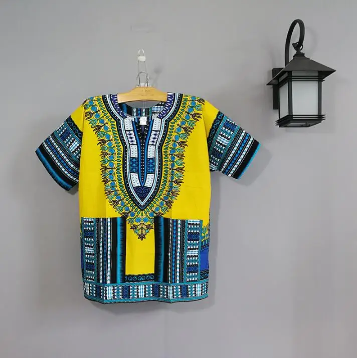 Dashiki Algodão África Vestuário para Crianças, Traje de Performance, T-Shirt, Top Estampado Tradicional, Blusa para Homens e Mulheres