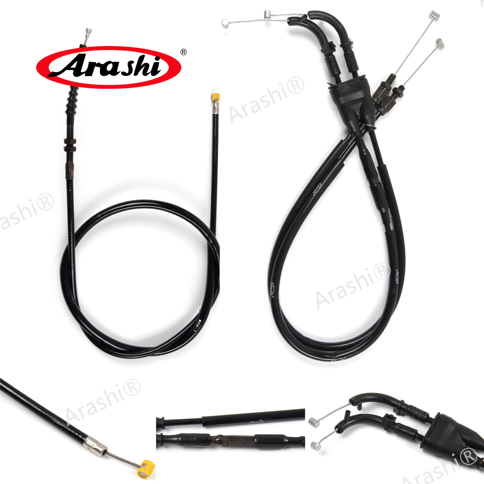 Arashi Motorcycle Accessories Throttle & Clutch Cables Stainless Lines Wires for YAMAHA YZF R1 2004 2005 2006 YZF-R1 YZFR1 1 Set