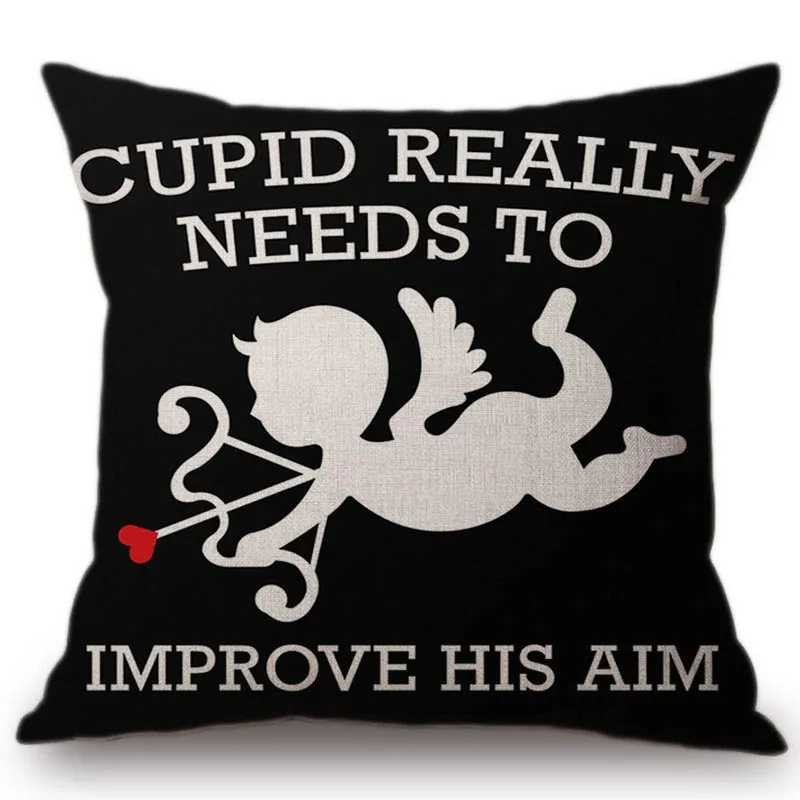 Funny Comic Valentine's Day Theme Home Decorative Sofa Throw Pillow Cover Humorous Anime Cupid Aim Cushion Cover Case Car Pillow