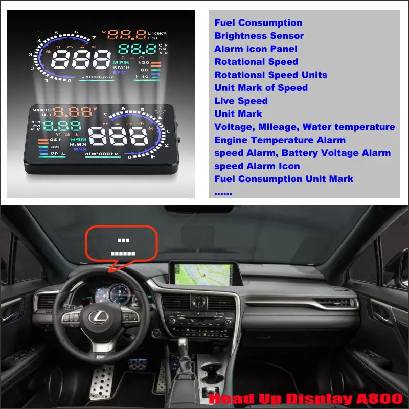 

Автомобиль OBD HUD Дисплей для Lexus 450H/LX/LX570/RX/RX350 2010-2020 САФТ вождения Экран проектор отражающий аксессуары