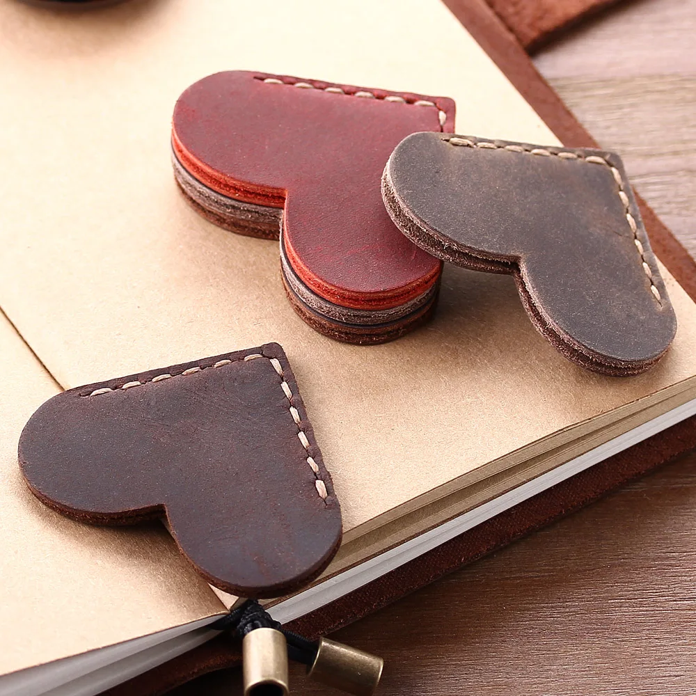 2 Pack Handcrated Vintage leather bookmarks for book, Mini Corner Page Marker, Genuine Leather Bookmark for Reader Teacher Gift,