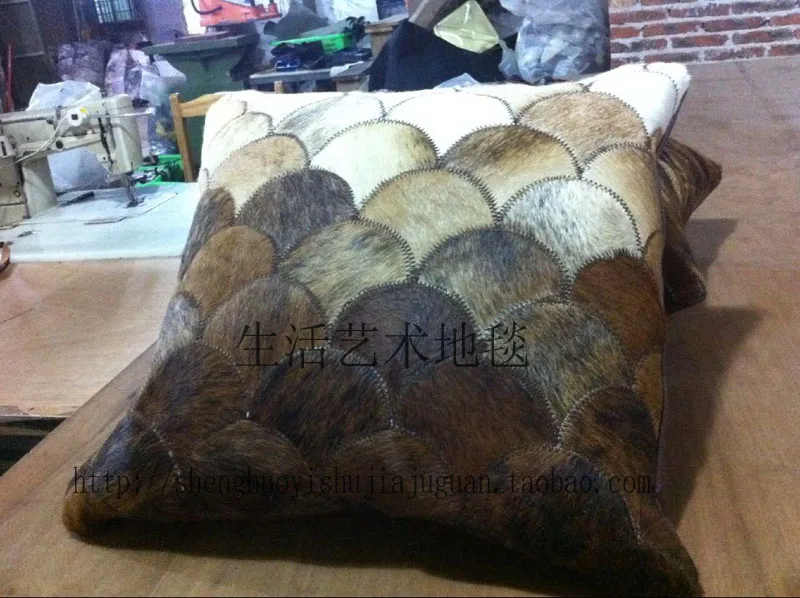 Fashionable art pillows 100% natural genuine cowhide leather memory foam pillow