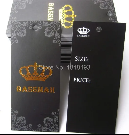 

customized golden logo stamped printing hang tag/clothing glossy paper swing tags/garment label/printed tags brand