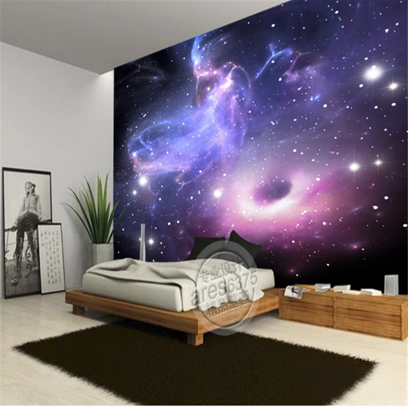 beibehang KTV bar large mural wallpaper universe stars galaxy Ceiling cool 3D stereoscopic wallpaper background papel de parede