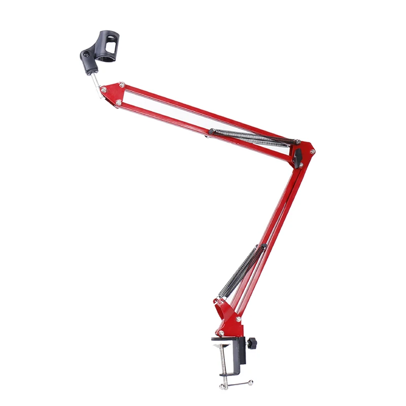 NB-35 Professional Adjustable Metal Suspension Scissor Arm Microphone Stand Holder for Mounting on PC Laptop Notebook-Red color