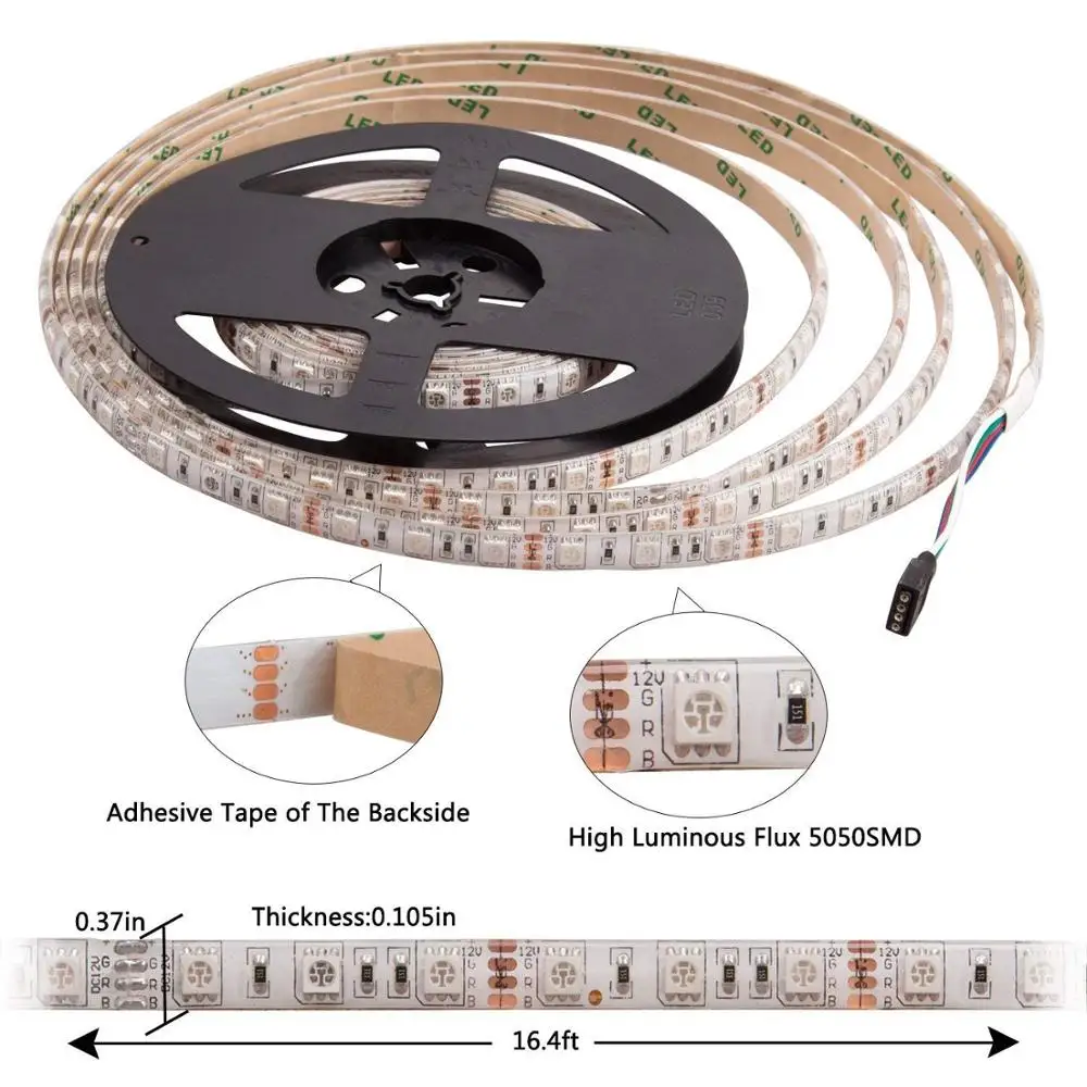 LED Strip 5050 DC 12V 24V RGB Warm White 5 Meter Waterproof Flexible Light Stripe 60LED/MLed Tape Luces Lamp Ribbon Tv Backlight