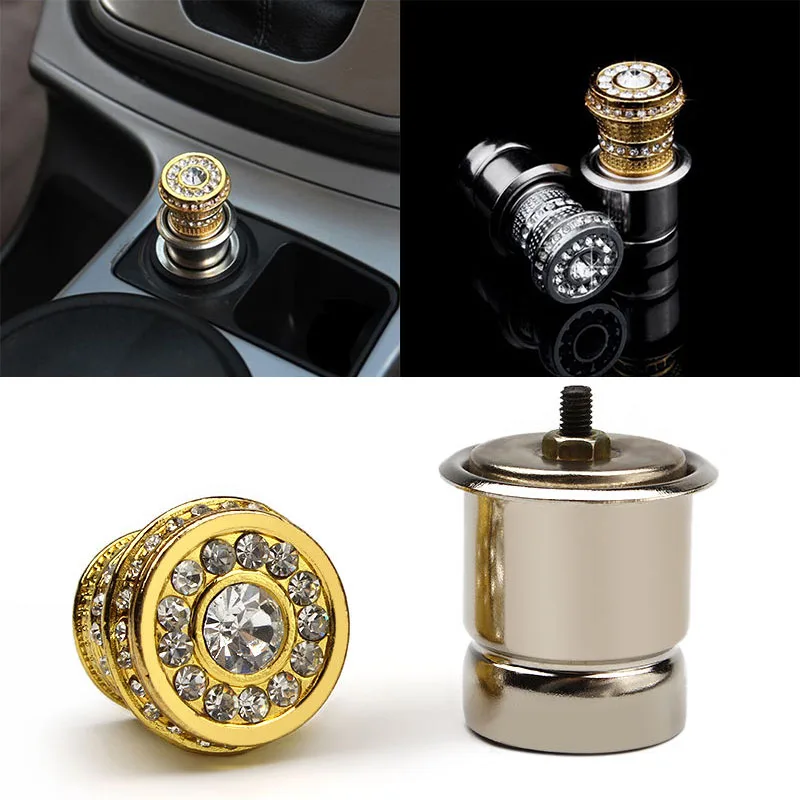 JXLCLYL Luxury Crystal Rhinestone Bling Car Iron 12V Cigarette Lighter Golden