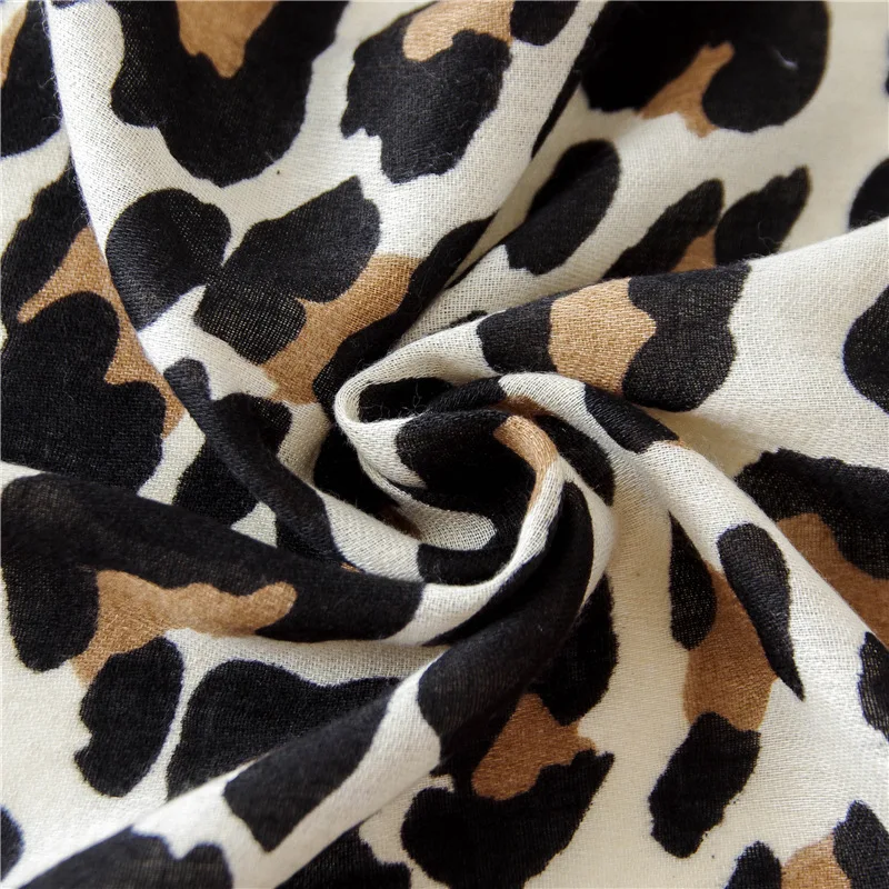 2025 herbst Winter Leopard Dot Quaste Viskose Schal Schal Frauen Drucken Halstuch Snood Luxus Marke Foulards Moslemisches Hijab Sjaal – Detail 9