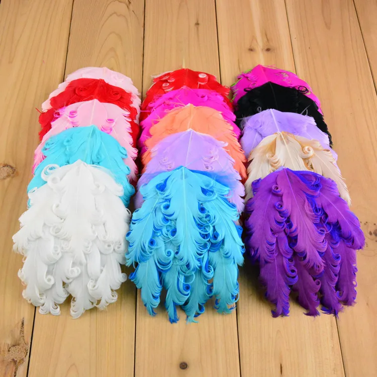 Free Shipping 100pcs Mixed 15 Colors Nagorie Pads,Chic Curly Feather Pads For Headband DIY Unfinished Baby Hairband Accessories