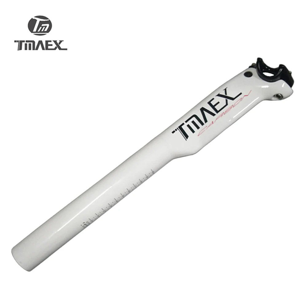 Tmaex-Road Bike Full Carbon Seatpost, MTB Bicycle Seat Post, Cycling Broken Wind Seatpost, White,27.2mm, 30.8mm, 31.6mm x 400 mm