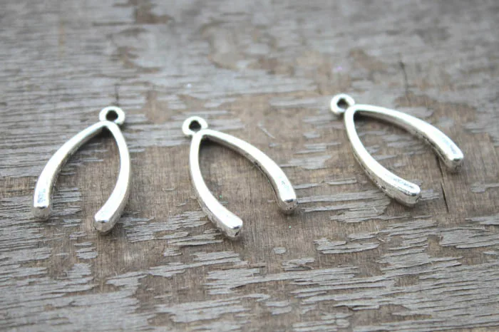 15pcs Wishbone charms-- Antique silver Lovely Wish Bone Charm Pendant 15x24mm