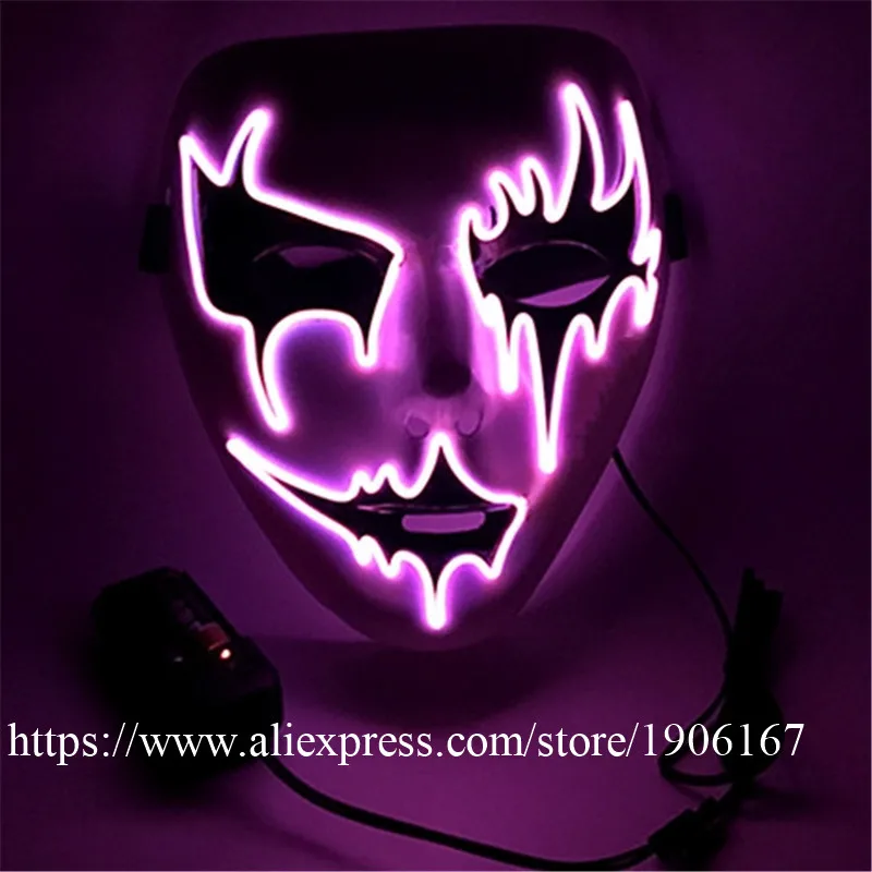 Wholesale 5Pcs Led New Year Flashing El Wire Mask Led Glowing Beauty Christmas Party Mask Festival Event Halloween Supplies Mask