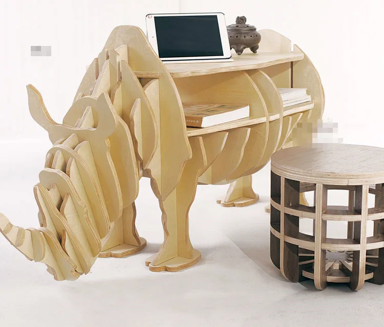 Mesa de centro de madeira sólida de rinoceronte de 45.6 polegadas