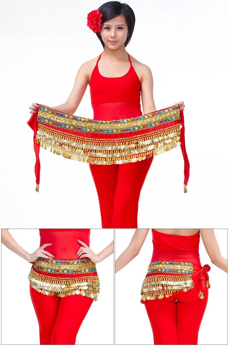 Bauchtanz-Kostüm, Gürtel, Samt, Bauchtanz, Hüfttuch, indische Tänzerin, Hüfttuch, Perlen und Münzen, Training, Performance-Outfits, Münzen – Detail 17