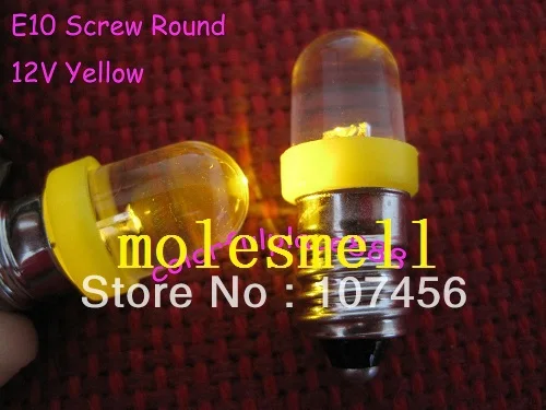 Free shipping 100pcs yellow E10 6V Led Bulb Light Lamp for LIONEL 1447