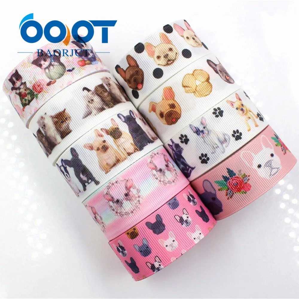 G-181013 1\'\' 25mm Pet dog Printed grosgrain ribbon 10 yards/lot DIY handmade bows gift packaging party decoration accessories