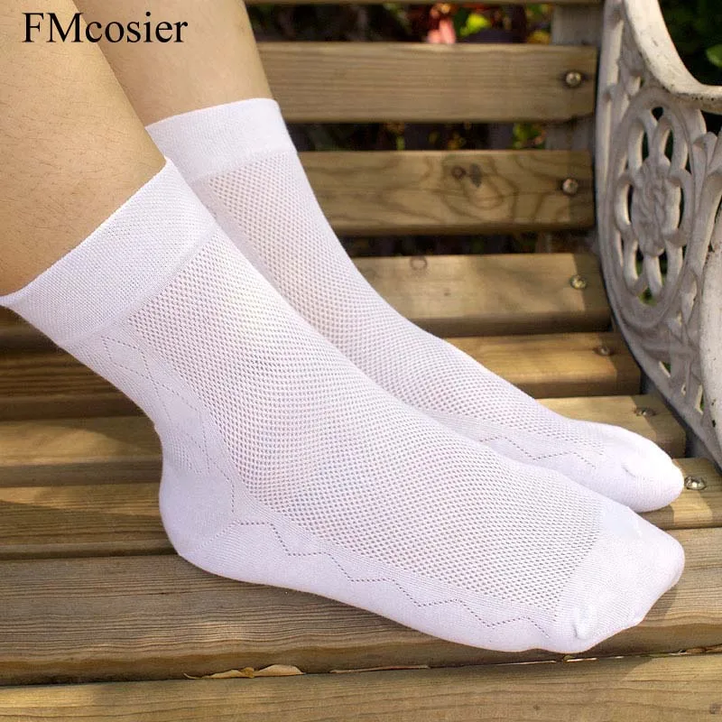 6 Pairs Lot High Quality Autumn Summer 100 Cotton Mesh Socks for Men Thin Black White Gray Sokken Mens Dress Breathable Casual