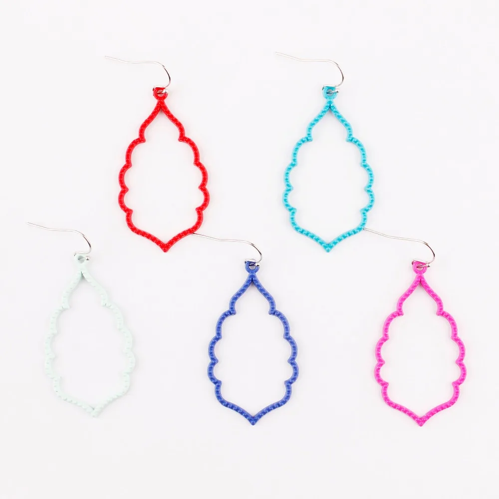 Summer Colors Morocco Drops Colored Frame Sophee Matte Drop Earrings in 9 Colors Cutout Filigree Dangle Drops Earrings for Women