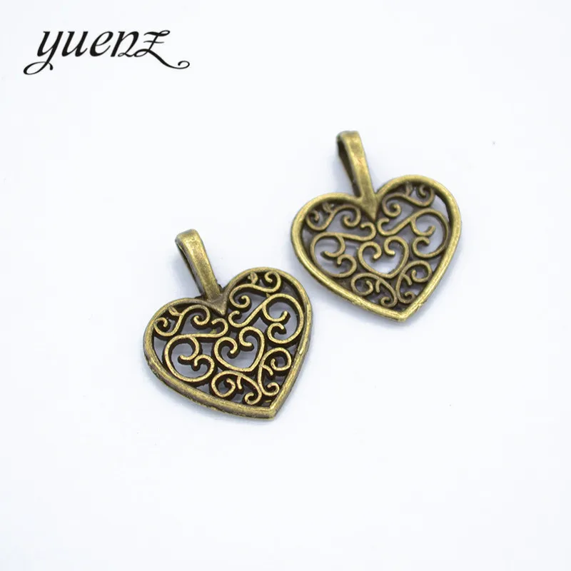 YuenZ 25pcs 5 Color Antique Silver color Heart Charms Pendant For Jewelry Making Diy Bracelet Necklace 18*14mm A83